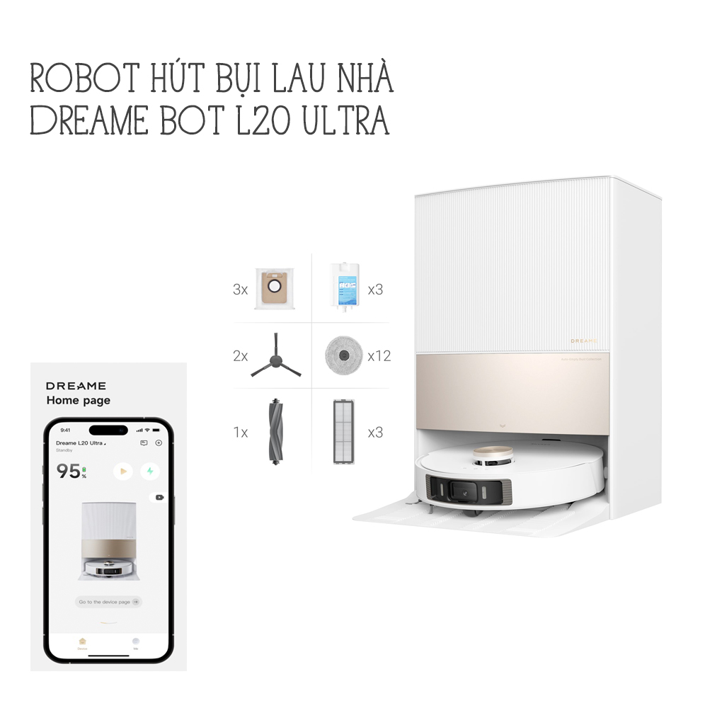 HOT | Robot hút bụi lau nhà Dreame Bot L20 Ultra - App - 24 Tháng bảo hành - Chính hãng nhập khẩu